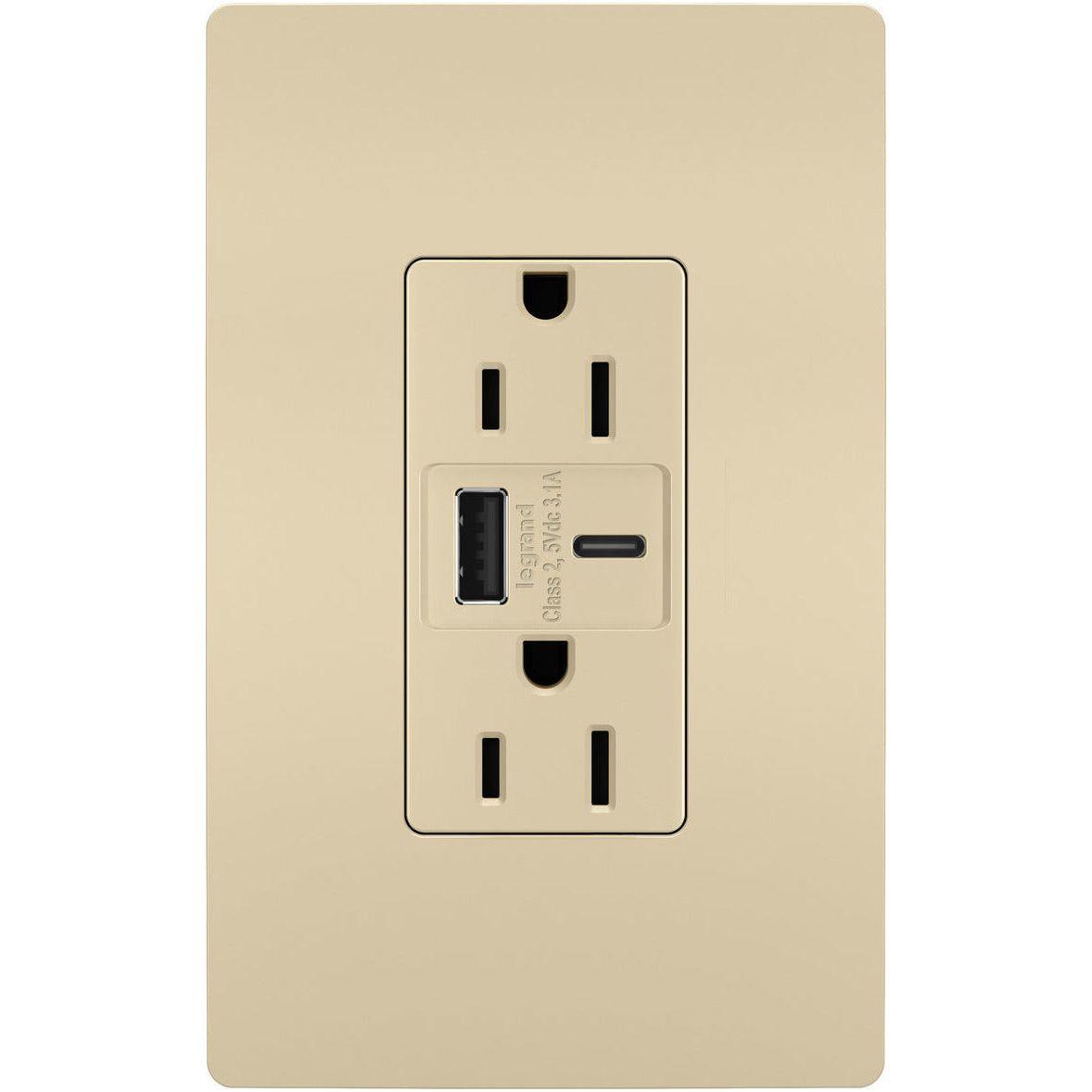 Legrand - radiant 15A Tamper-Resistant USB Type A/C Outlet - Lights Canada