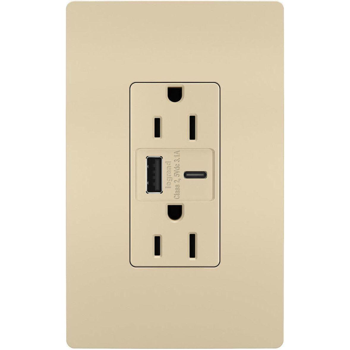 Legrand - radiant 15A Tamper-Resistant USB Type A/C Outlet - Lights Canada