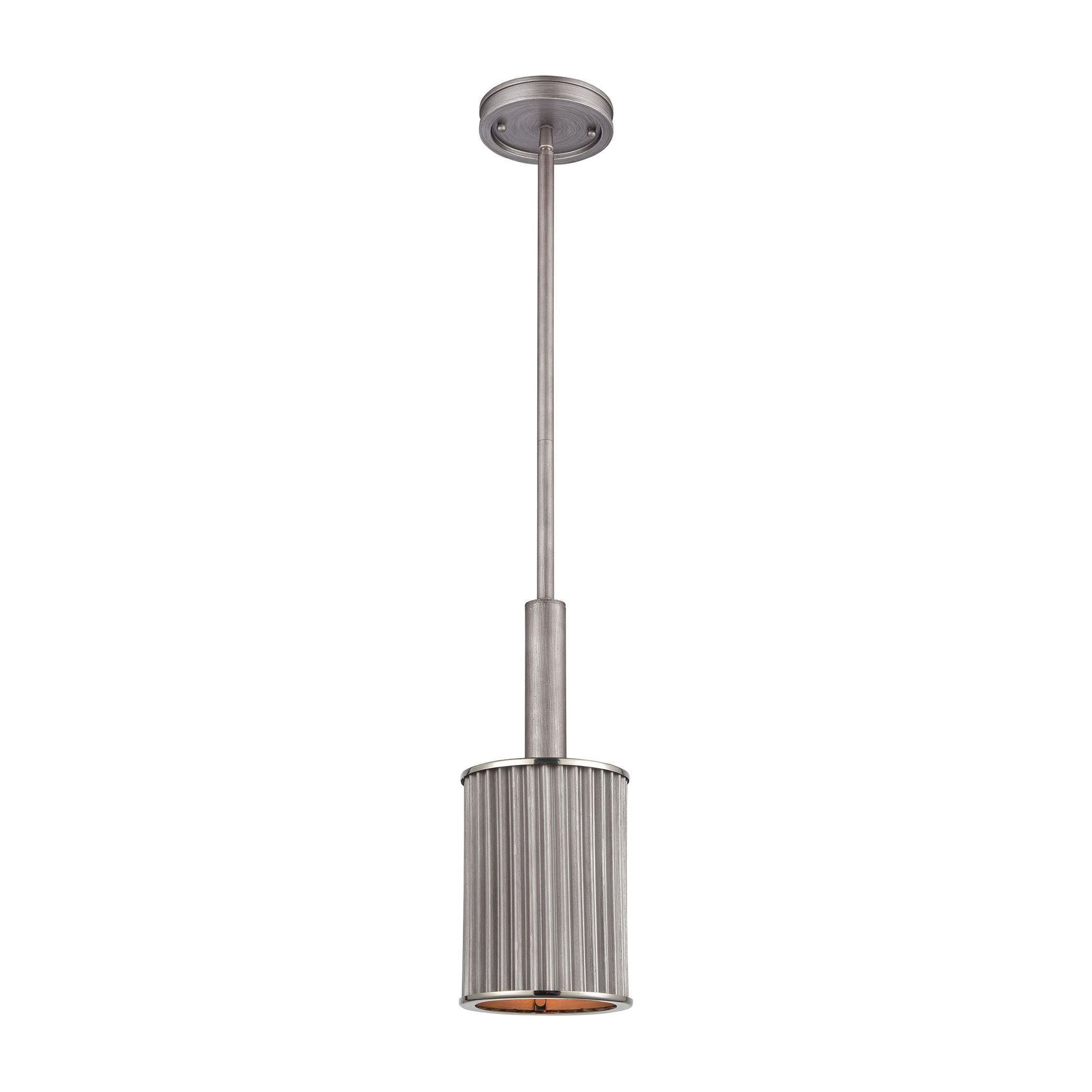 Corrugated Steel 6" Wide 1-Light Mini Pendant