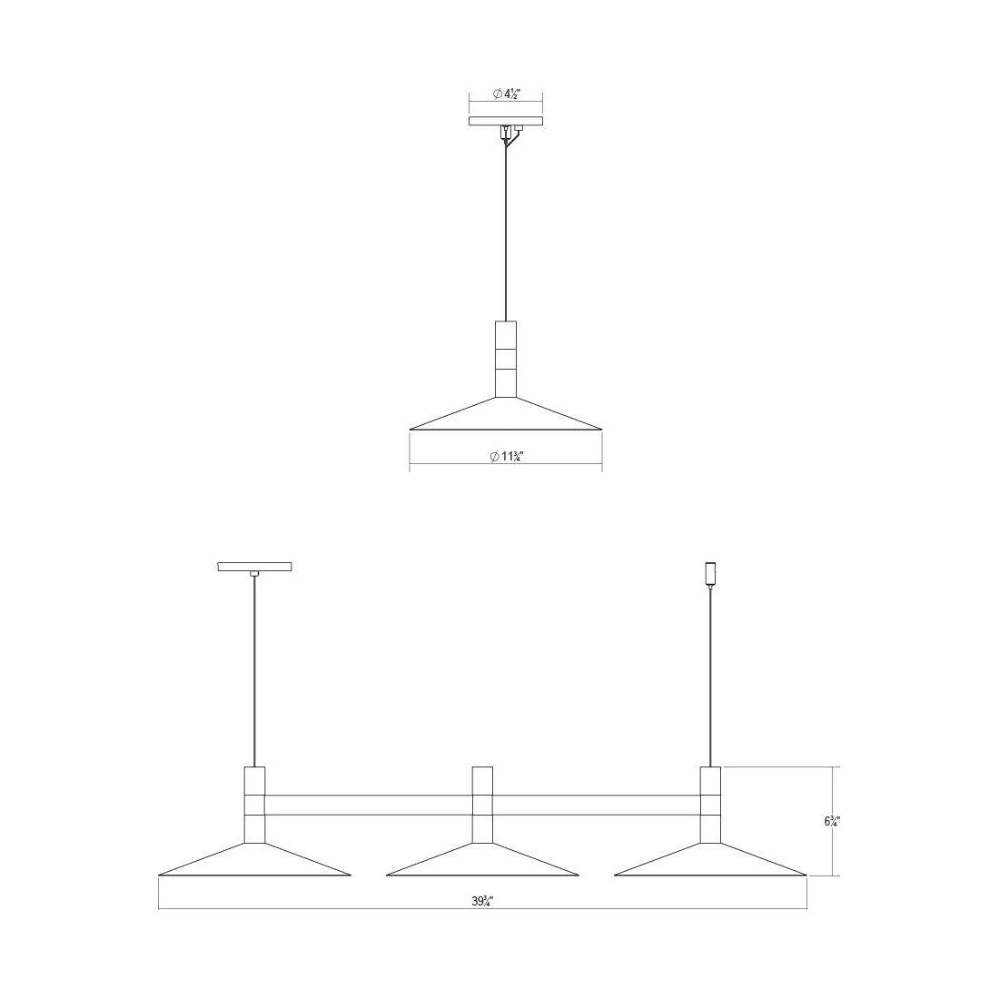 Systema Staccato 3-Light Linear Pendant with Shallow Cone Shades