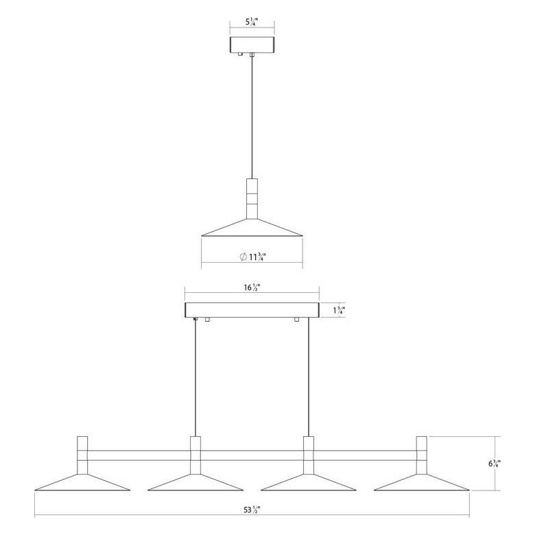 Systema Staccato 4-Light Linear Pendant with Shallow Cone Shades