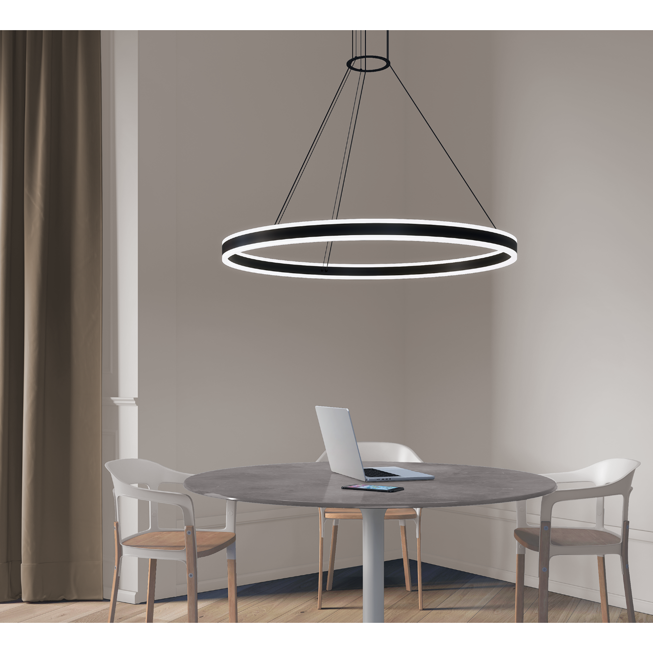 Double Corona 48" LED Ring Pendant