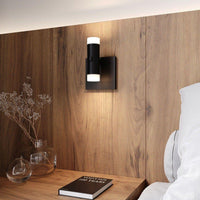 Suspenders Standard Single Sconce with Bar-Mounted Duplex Cylinders with Glass Drum Diffusers