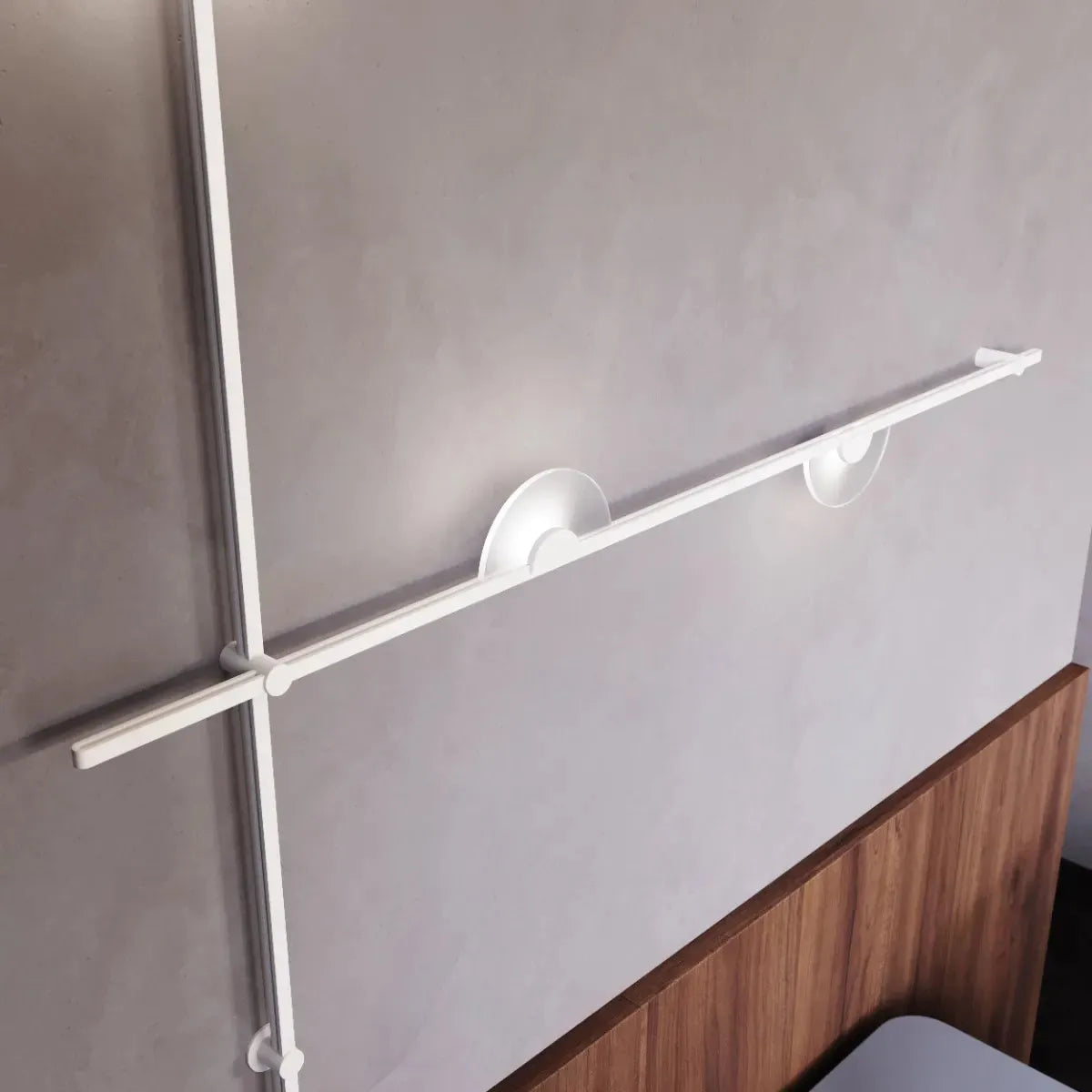 Suspenders 2-Bar Wall Mount with Mezzaluna Luminaires