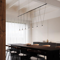 Suspenders 96" 1-Tier Linear with V-Line Etched Glass Cone Luminaires