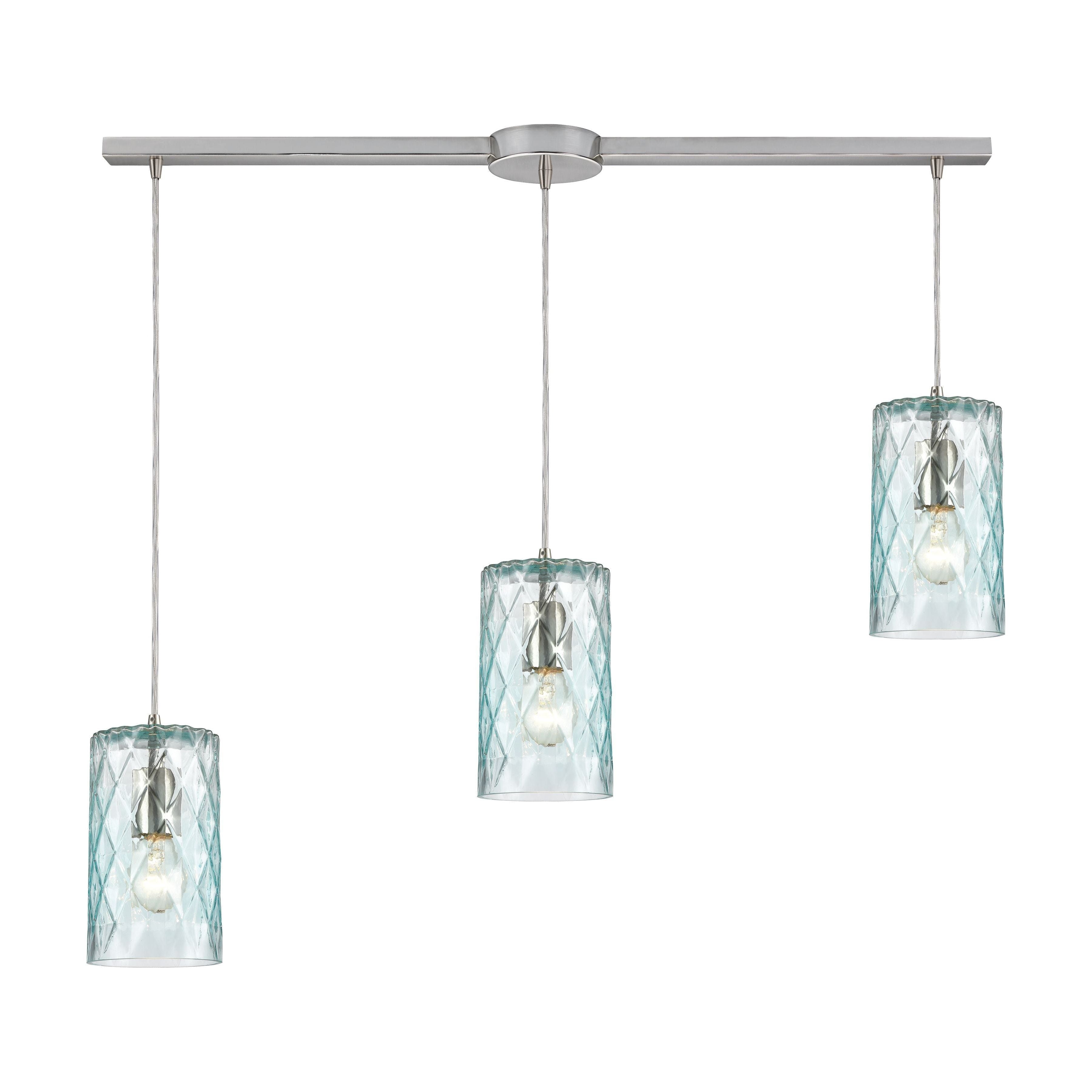 Diamond Pleat 36" Wide 3-Light Pendant