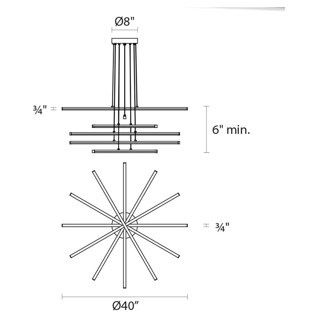 Stix 6-Arm LED Pendant (with 20' Cord)