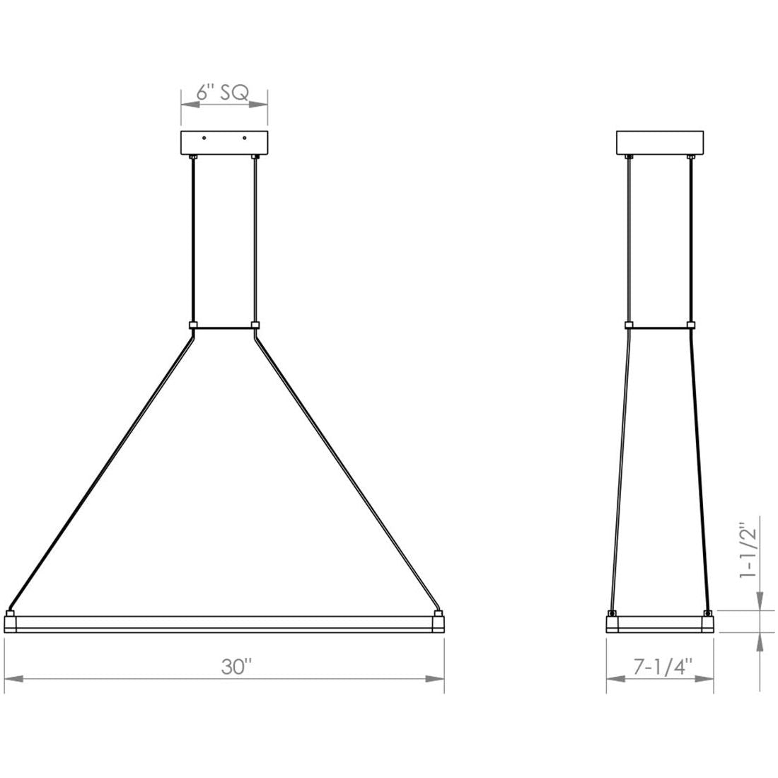 Stix 30" x 6" Rectangle LED Pendant (with 20' Cord)