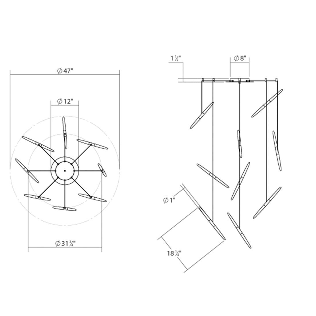 Ballet 9-Light Swag LED Pendant (with 20' Cords)