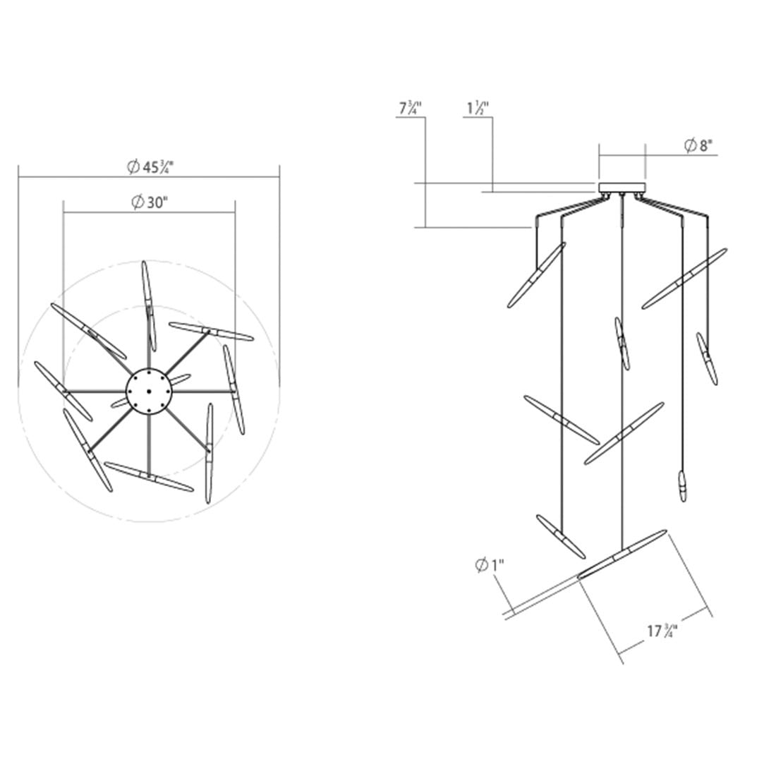 Ballet 9-Light Spreader LED Pendant (with 20' Cords)