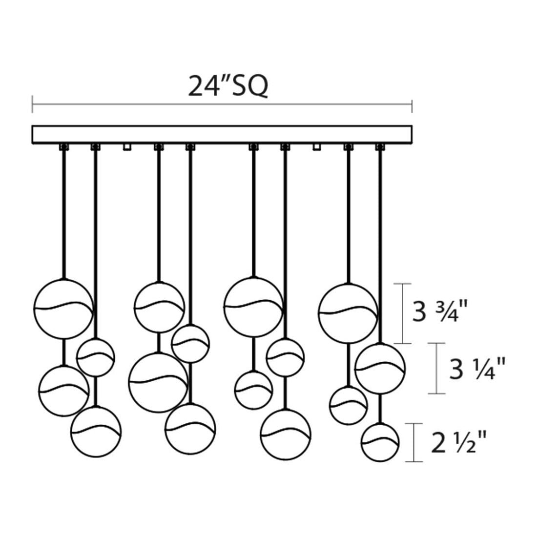 Grapes 16-Light Square Assorted LED Pendant