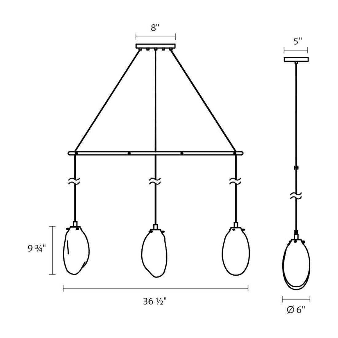 Liquid 3-Light Linear Spreader LED Pendant