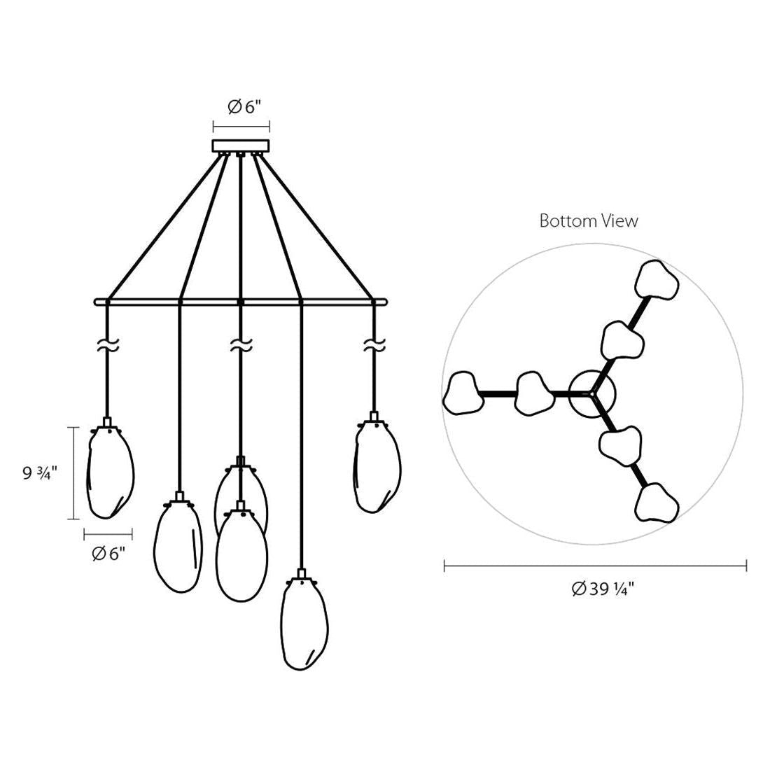 Liquid 6-Light Tri-Spreader LED Pendant