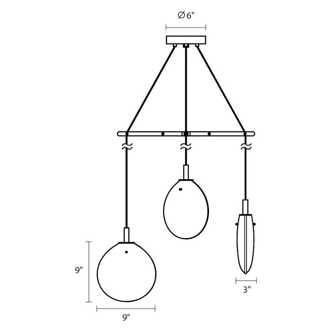 Cantina Small 3-Light Tri-Spreader LED Pendant