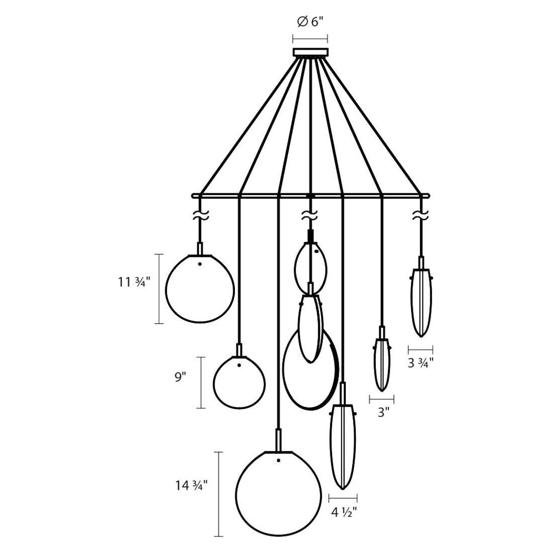 Cantina 9-Light Tri-Spreader LED Pendant