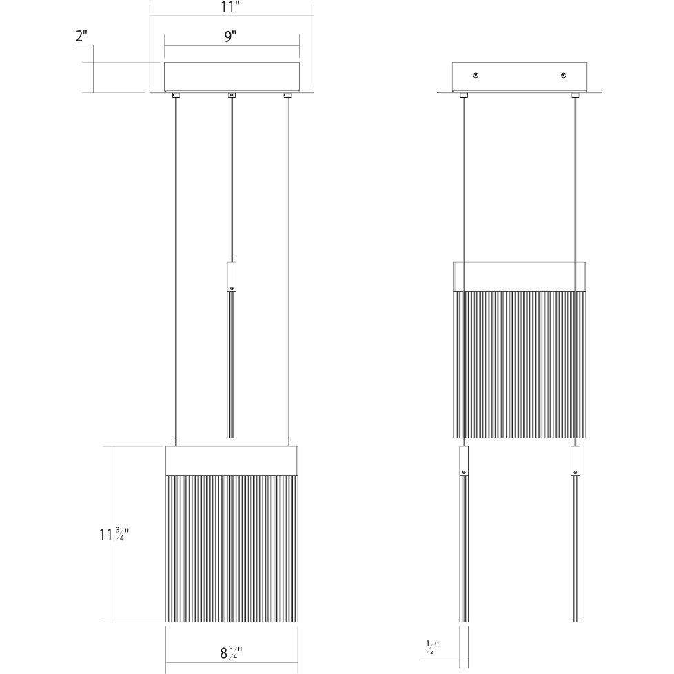 V Panels 3-Light Pendant