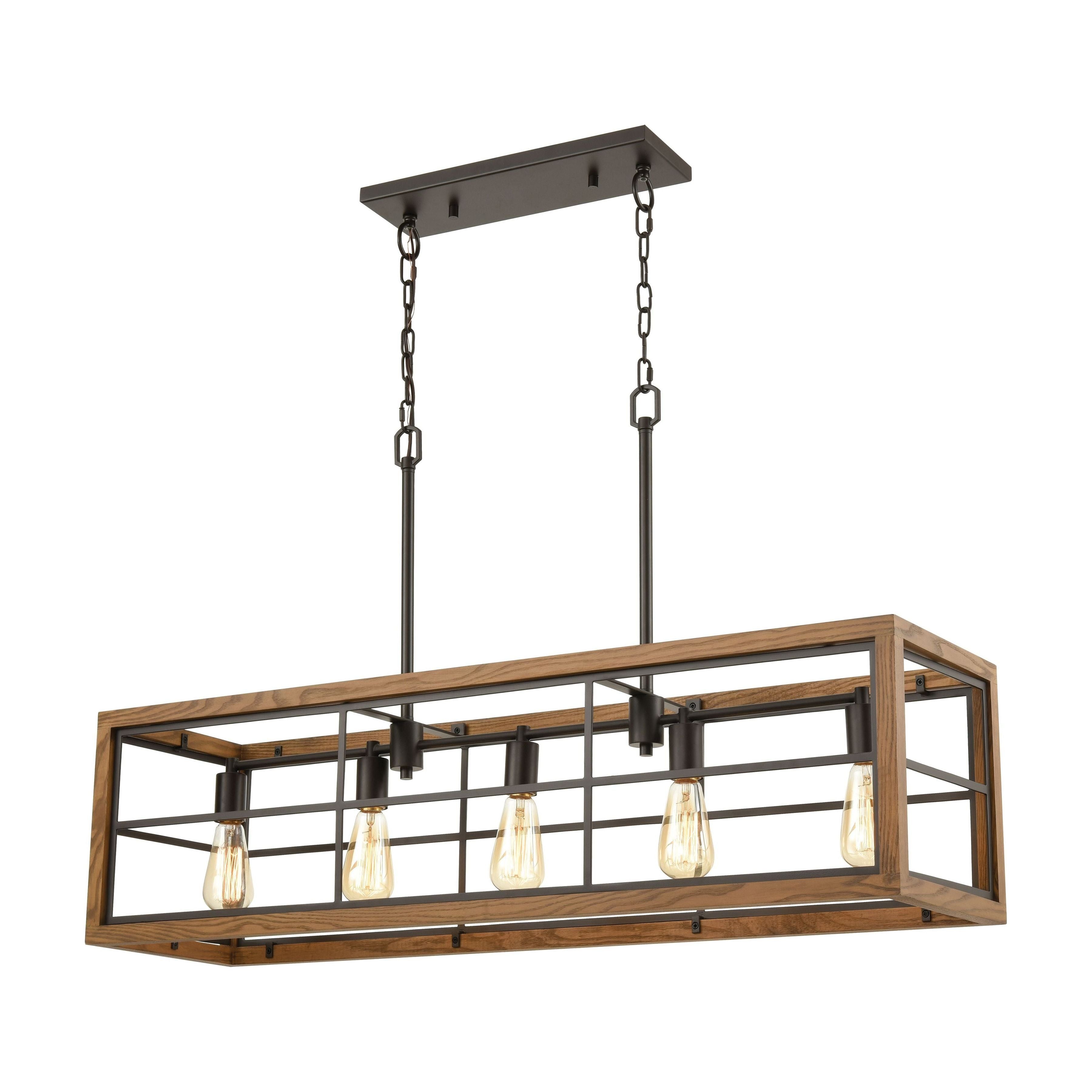 Warehouse Window 42" Wide 5-Light Linear Chandelier