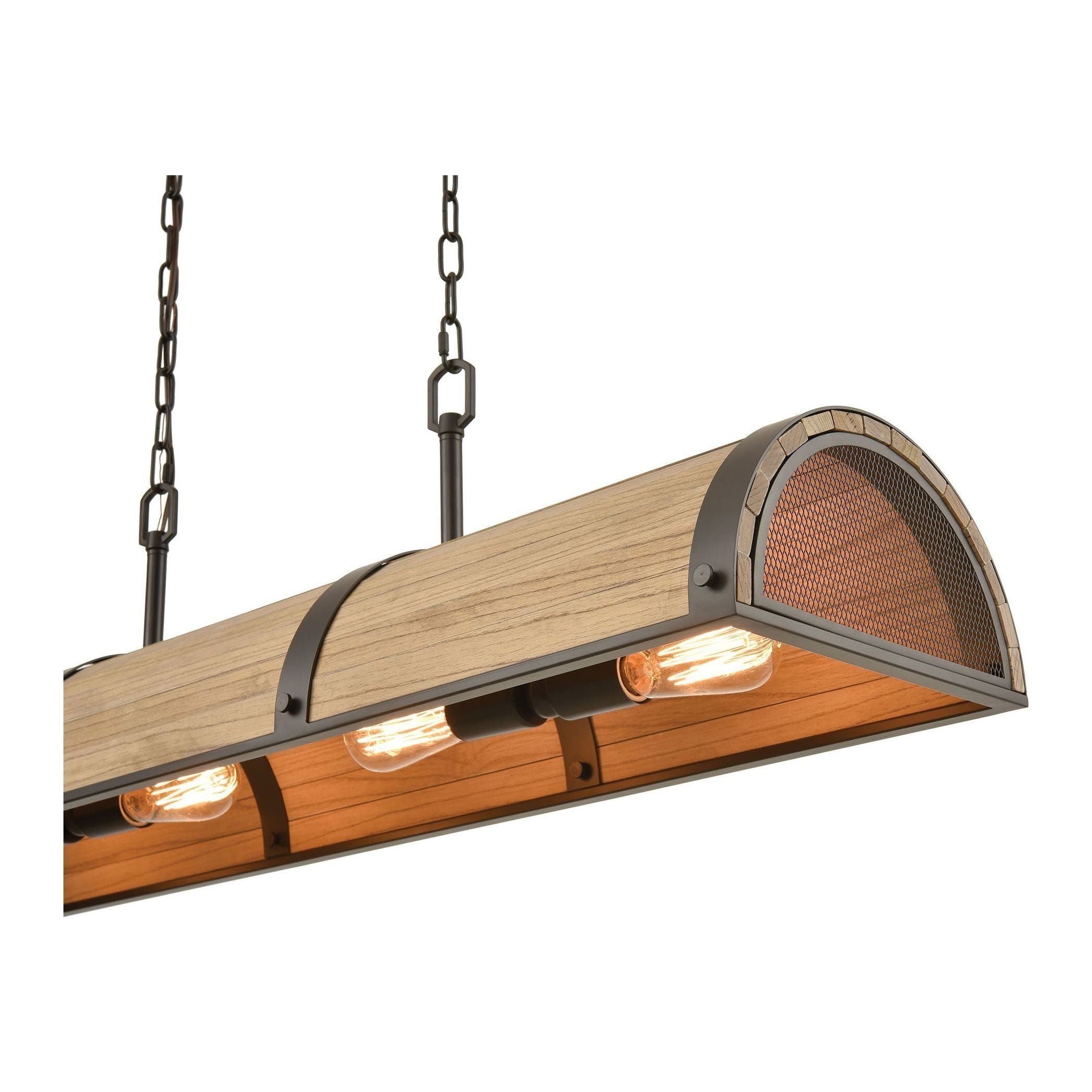 Wooden Barrel 40" Wide 4-Light Linear Chandelier