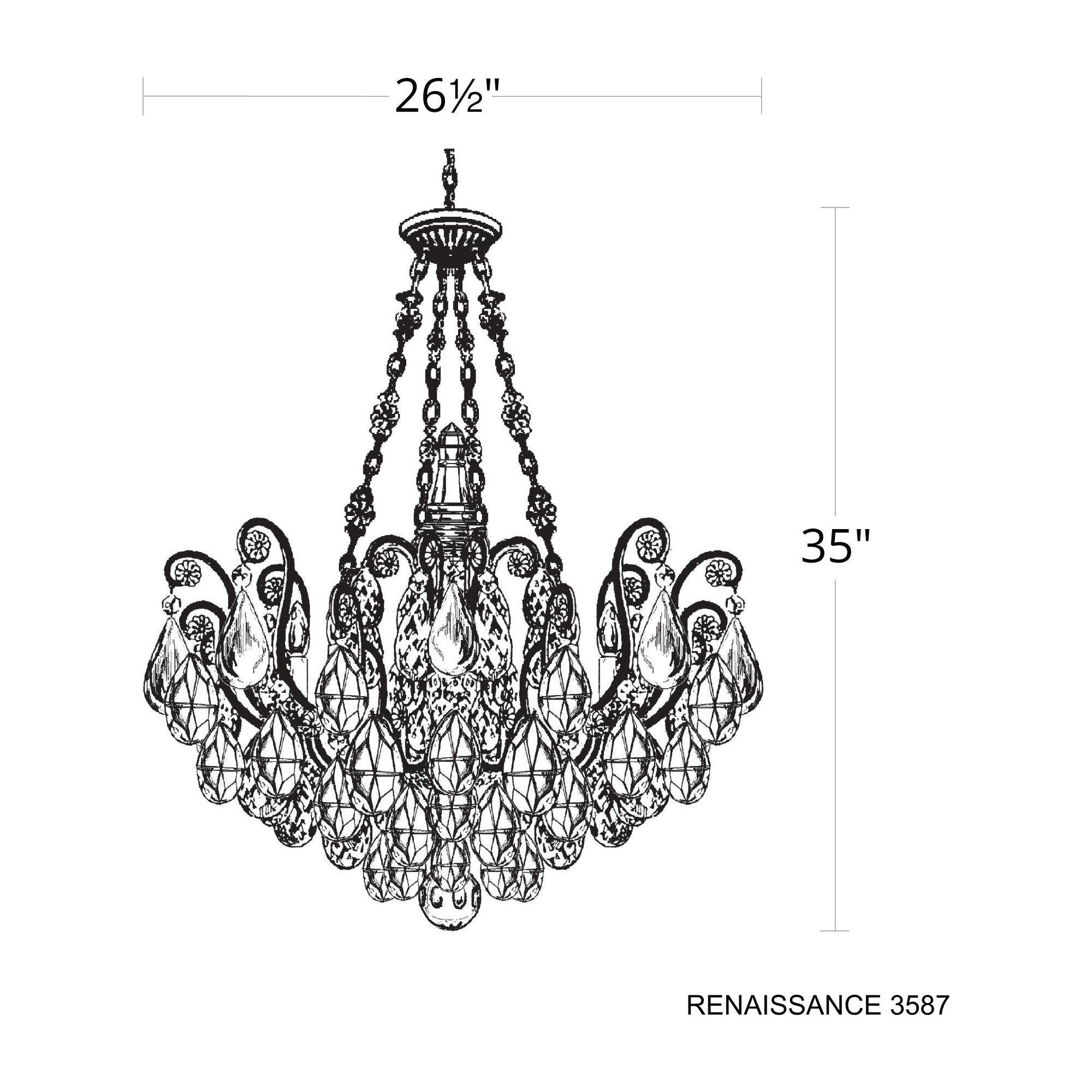 Renaissance Rock Crystal 8-Light Chandelier