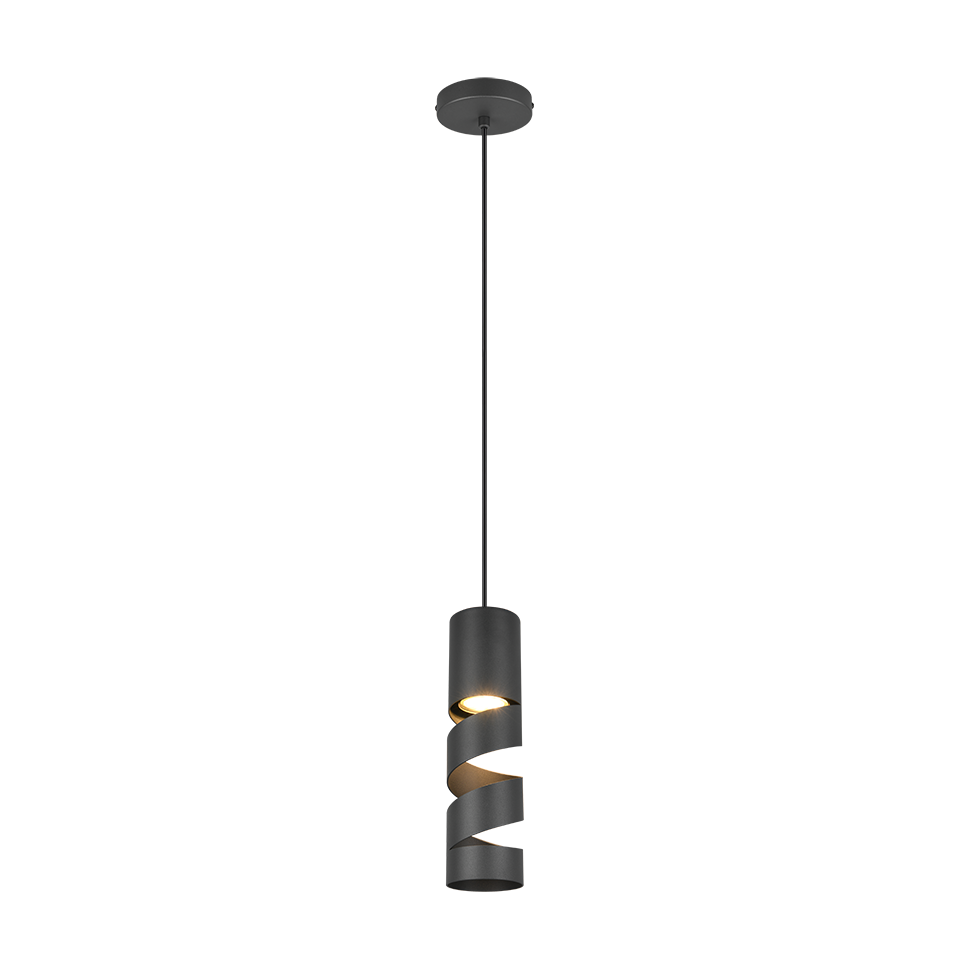 Stream 1 Light Pendant in matte black for modern kitchens and dining rooms, a sleek hanging light ideal for small spaces and low ceilings.