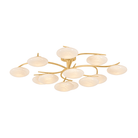 Bayberry multi-arm chandelier with oval white glass globes on gold brass branches, product cutout on white background