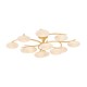 Bayberry multi-arm chandelier with oval white glass globes on gold brass branches, product cutout on white background