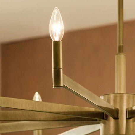 detail on brass chandelier