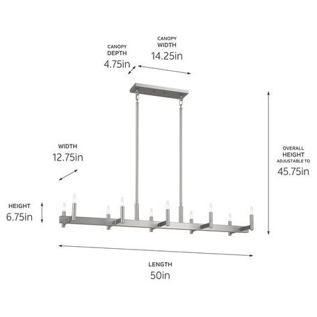 Erzo 50" 10-Light Linear Chandelier