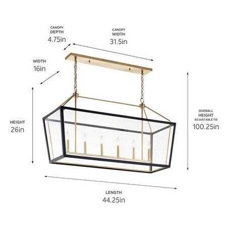 Delvin 44" 6-Light Linear Chandelier