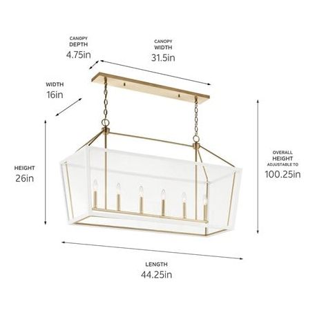 Delvin 44" 6-Light Linear Chandelier