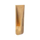 Tall narrow amber glass pendant shade product cutout on transparent background, cylindrical warm gold tone