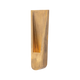 Tall narrow amber glass pendant shade product cutout on transparent background, cylindrical warm gold tone