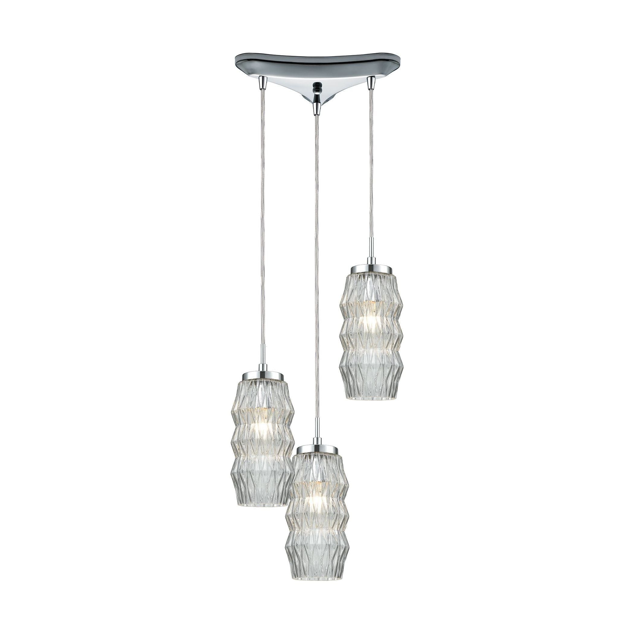 Zigzag 12" Wide 3-Light Mini Pendant