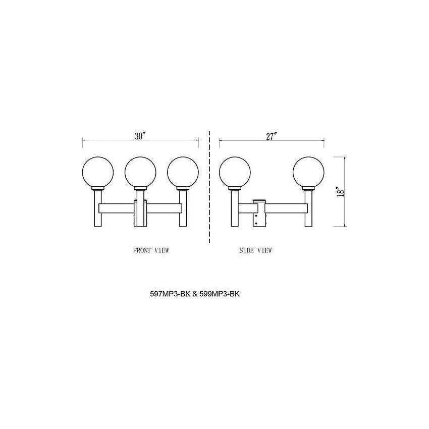 Laurent 3-Light 18" Outdoor Post Mount Fixture