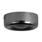 Gunmetal grey round flush mount ceiling light product cutout on transparent background, angled view