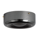 Gunmetal grey round flush mount ceiling light product cutout on transparent background, angled view