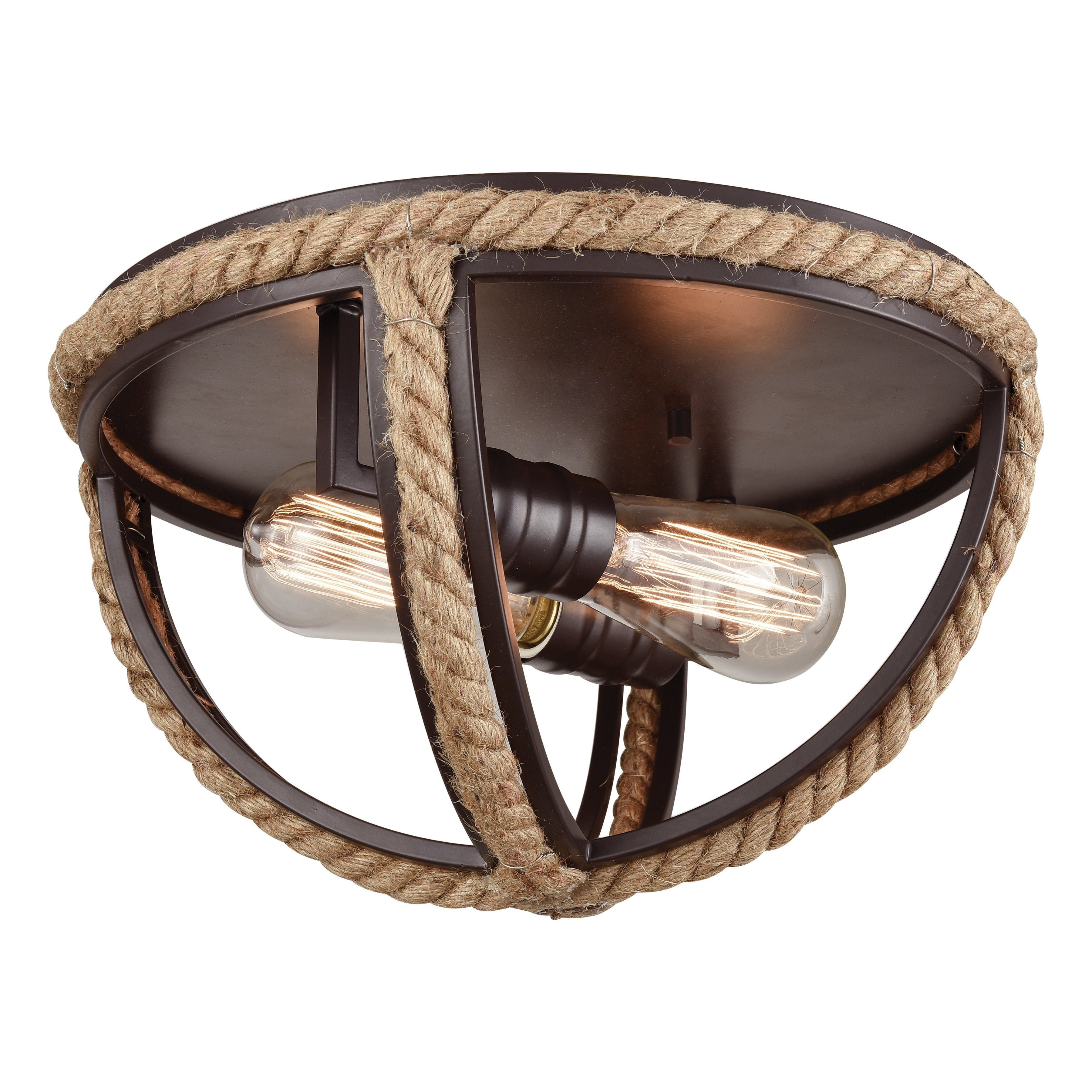 Natural Rope 13" Wide 2-Light Flush Mount