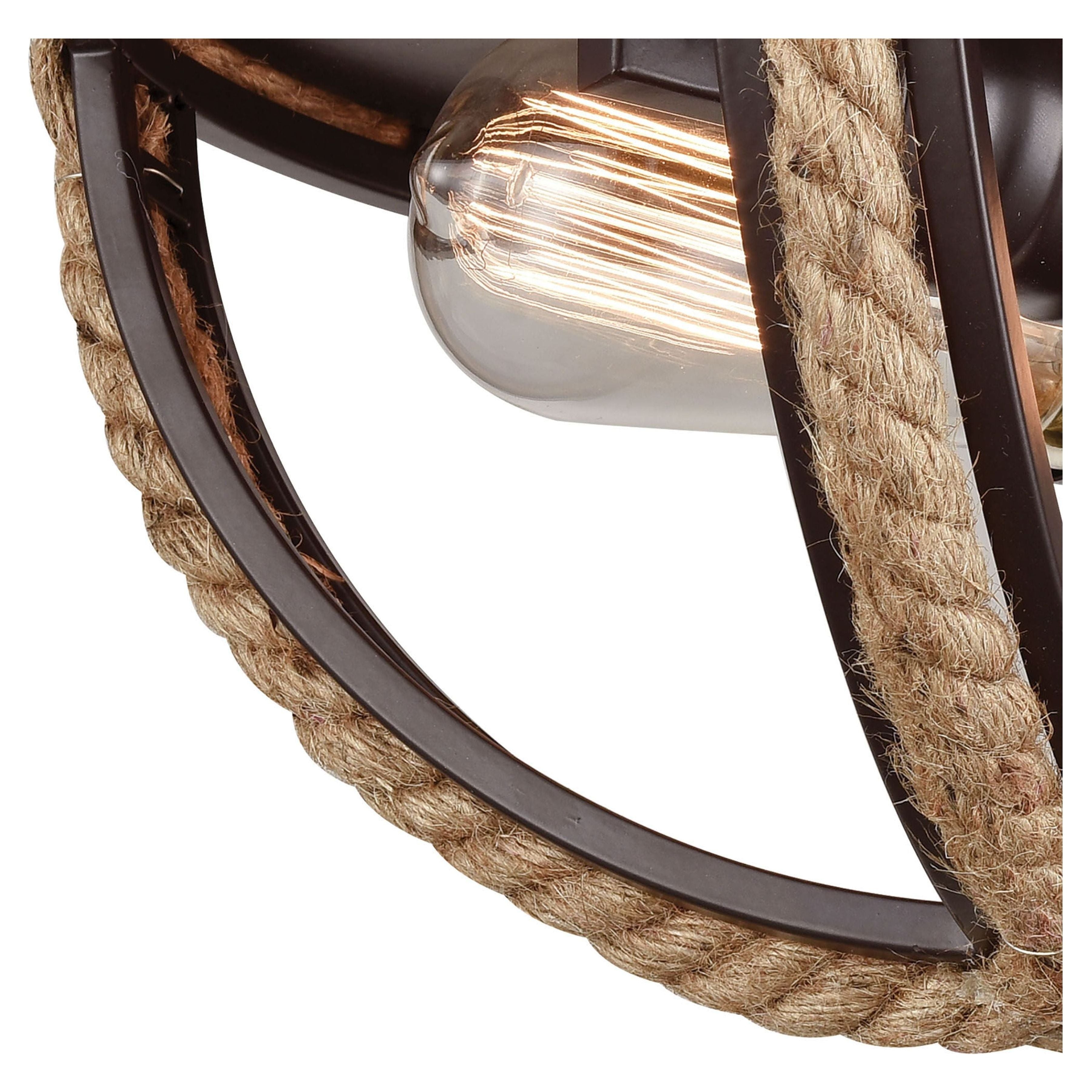 Natural Rope 13" Wide 2-Light Flush Mount