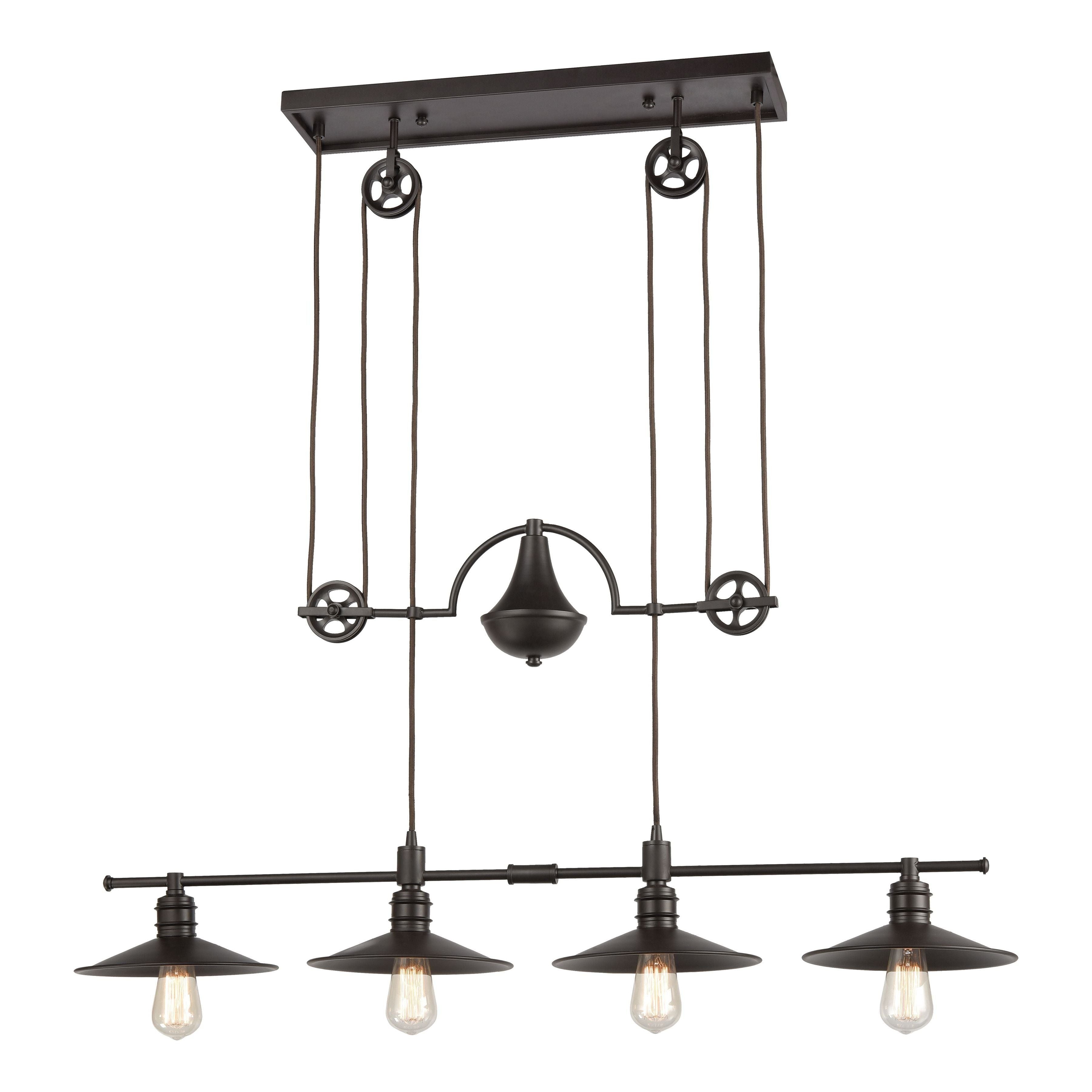 Spindle Wheel 42" Wide 4-Light Linear Chandelier