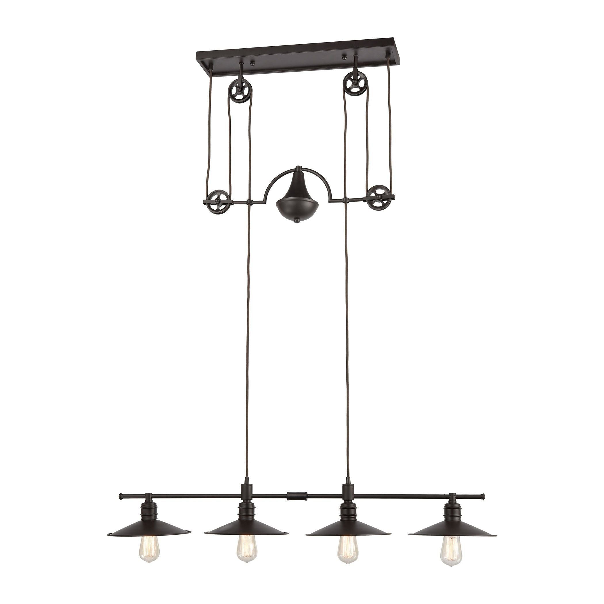 Spindle Wheel 42" Wide 4-Light Linear Chandelier