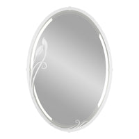 Beveled Oval Mirror with Leaf