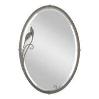Beveled Oval Mirror with Leaf