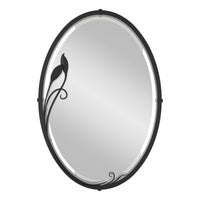 Beveled Oval Mirror with Leaf