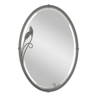 Beveled Oval Mirror with Leaf