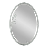 Beveled Oval Mirror with Leaf