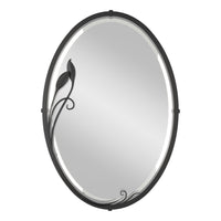 Beveled Oval Mirror with Leaf