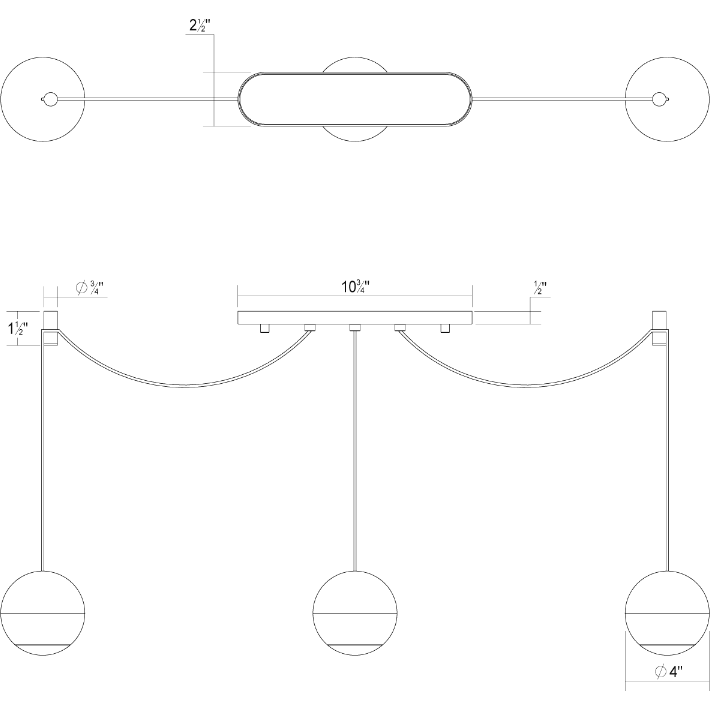 Hemisphere 3-Light Linear Pendant