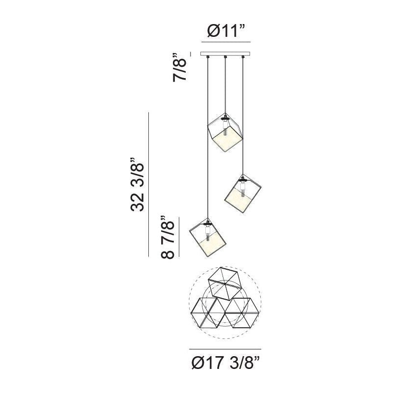 Cube 3-Light 16.4" Chandelier