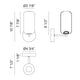 1-light wall sconce line drawing with oval frosted shade showing 10 7/8 inch height and 8 1/2 inch projection with dimensions