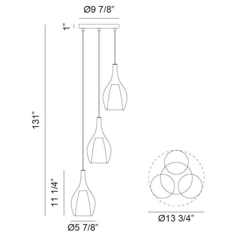 Jericho 13.75" 3-Light Pendant